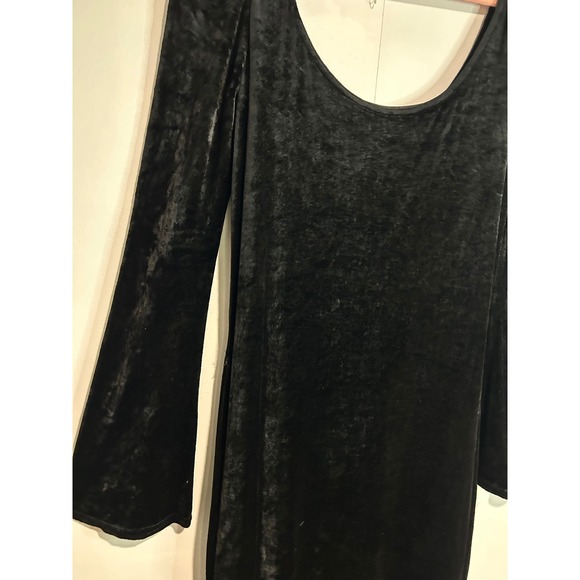 Vtg Laundry Shelli Segal Black Velvet Long Sleeve Scoop‎ Neck Midi Dress Size M - Picture 2 of 8